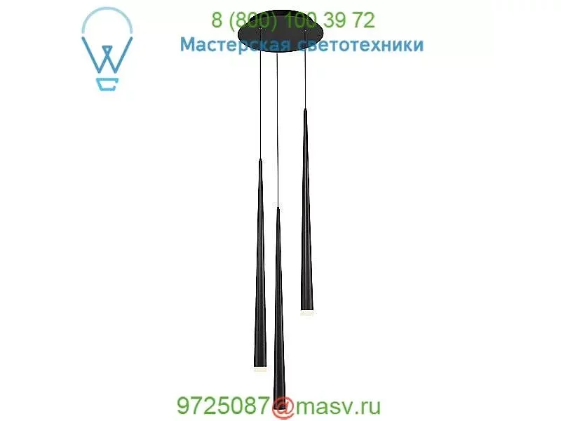 Modern Forms PD-41803R-BK Cascade Etched Glass Round Multi-Light Pendant, светильник