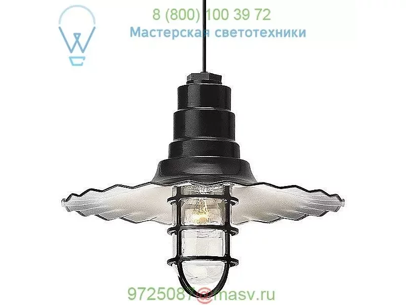 5DRW16MCGGBK-BC Troy RLM Lighting Radial Wave Outdoor Pendant w/ Cast Guard & Clear Glass, уличн