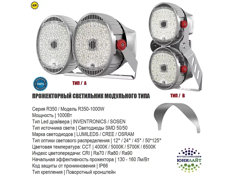 R350-1000W Прожекторный светодиодный светильник модульного типа 1000 Вт