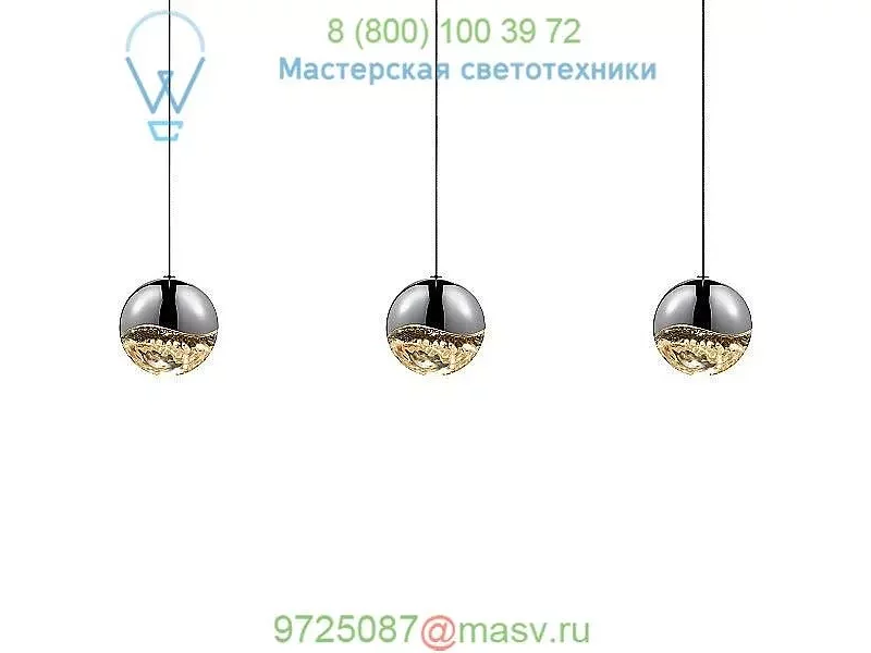 Grapes 3 Light LED Rectangular Multipoint Pendant SONNEMAN Lighting 2920.01-SML, светильник
