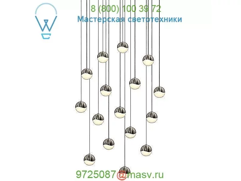 SONNEMAN Lighting 2923.01-SML Grapes 16 Light LED Square Multipoint Pendant, светильник