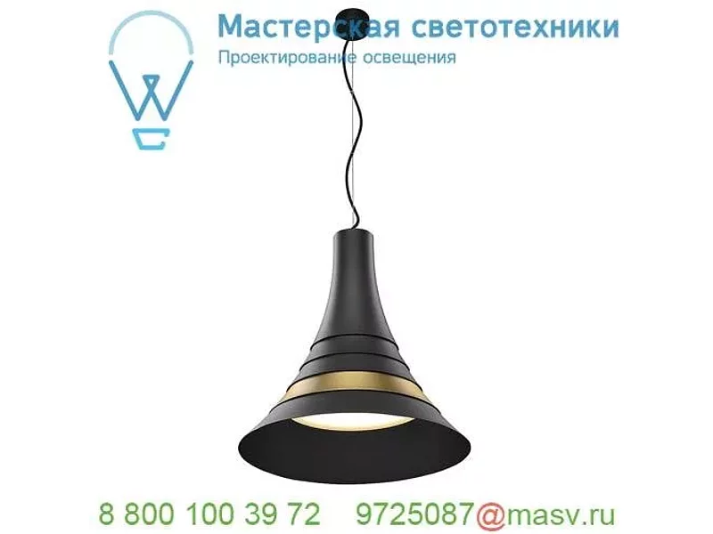 1001350 SLV BATO 45 LED PD светильник подвесной 30Вт с LED 2700К, 1450лм, 100°, черный/ латунь
