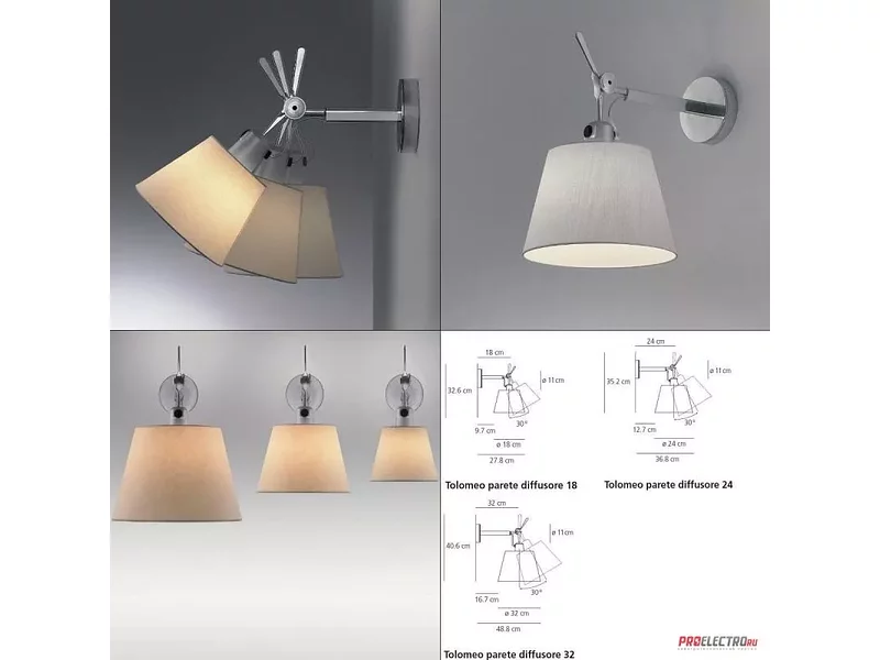 Tolomeo parete diffusore 18/24/32 wall sconce Artemide светильник