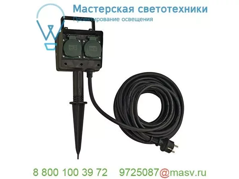 227002 SLV Удлинитель садовый на 4 розетки, IP44, кабель 10 метров, DE/RU