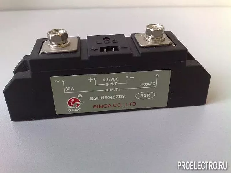 Твердотельное реле 1 фазное SGDH8048ZD3-B, 80А, 480VAC, SINGA
