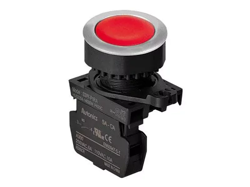 S3PF-P1RA Кнопка нажатия без подсветки, утопленный тип, красная, A5550002284