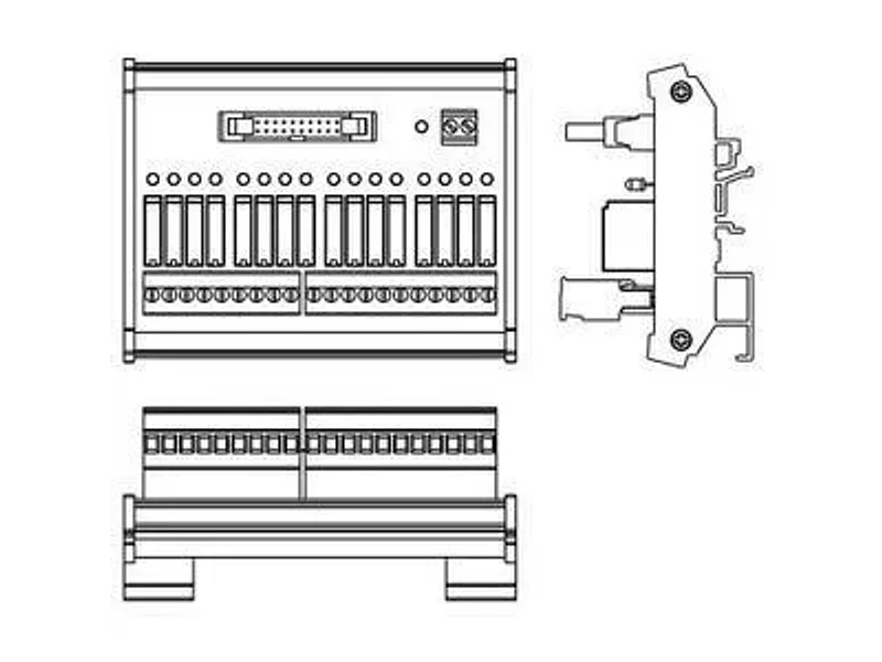 UB-10-OR16A Клеммный модуль на ДИН-рейку 16 реле с разъёмом IDC-20