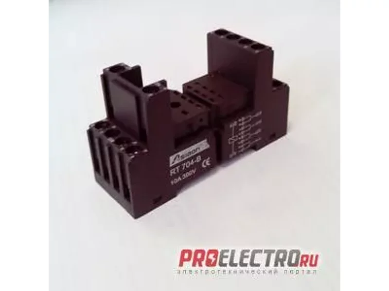 RT704-B Колодка DIN для реле RE-4P, AE, DRM 4P (полный аналог PYF-14BE), черная