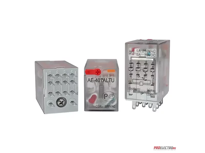 AE-407ALTU Промежуточное реле, 5А, 4С, 220VAC аналог R4-2014-23-5240-WTL Relpol