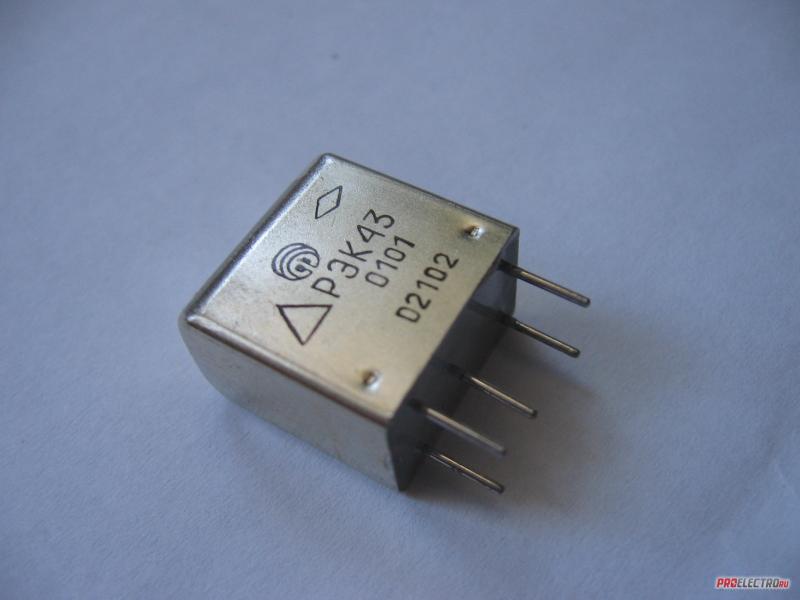 Реле электромагнитное слаботочное типа РЭК43 РФ4.500.478 ТУ