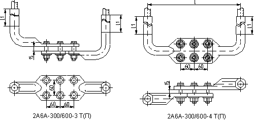 Зажимы аппаратные прессуемые типа 2А6А (с шестью отверстиями в контактной лапке)