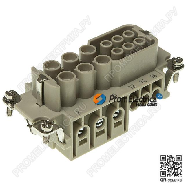 РСГС-66-40-Р-Г Силовой разъем гнездо, 6 силовых конт. 40А, винтовое присоединение, 600 Вольт