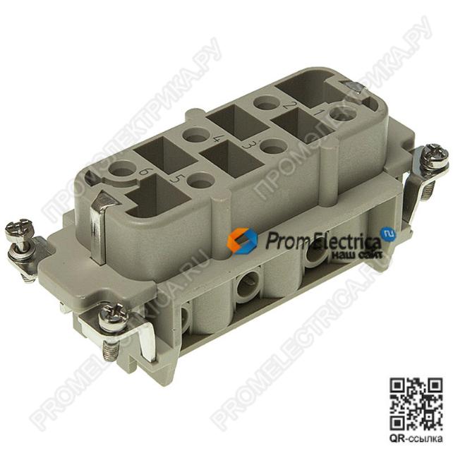 РСГС-60-35-Р-Г Силовой разъем гнездо, 6PIN, винтовое присоединение, 35 Ампер, 600 Вольт