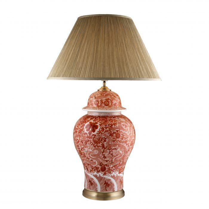 Eichholtz 109910 Настольная лампа Palmarito красного фарфора с абажуром